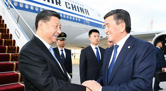 Chinese president arrives in Kyrgyzstan for state visit, SCO summit