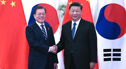 Xi meets ROK president, calling for advancing bilateral ties