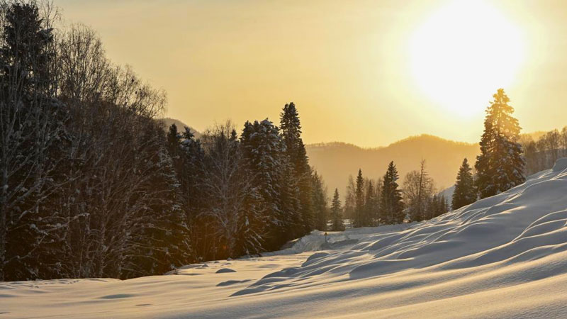 Winter view of Kanas scenic spot in Xinjiang