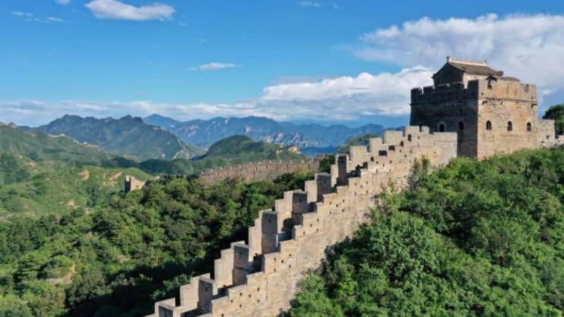 Aerial view of Jinshanling section of Great Wall in Hebei