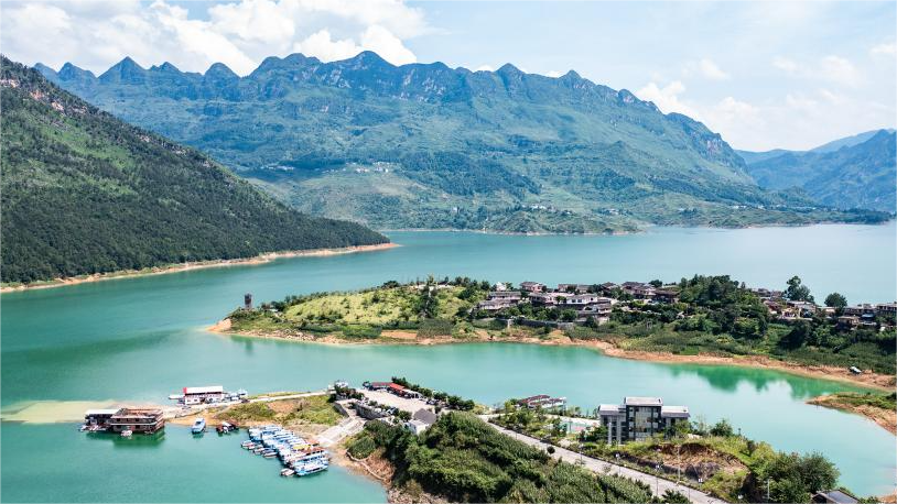 Aerial view of Zangke river scenic area in SW China