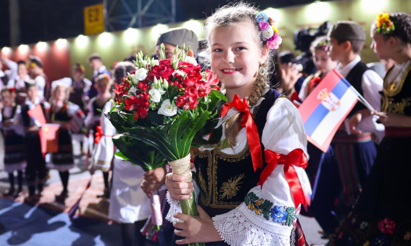 Children welcome Chinese President Xi Jinping in Belgrade, Serbia, May 7, 2024. Xi arrived in Belgrade on Tuesday to pay a state visit to Serbia. Photo: Xinhua