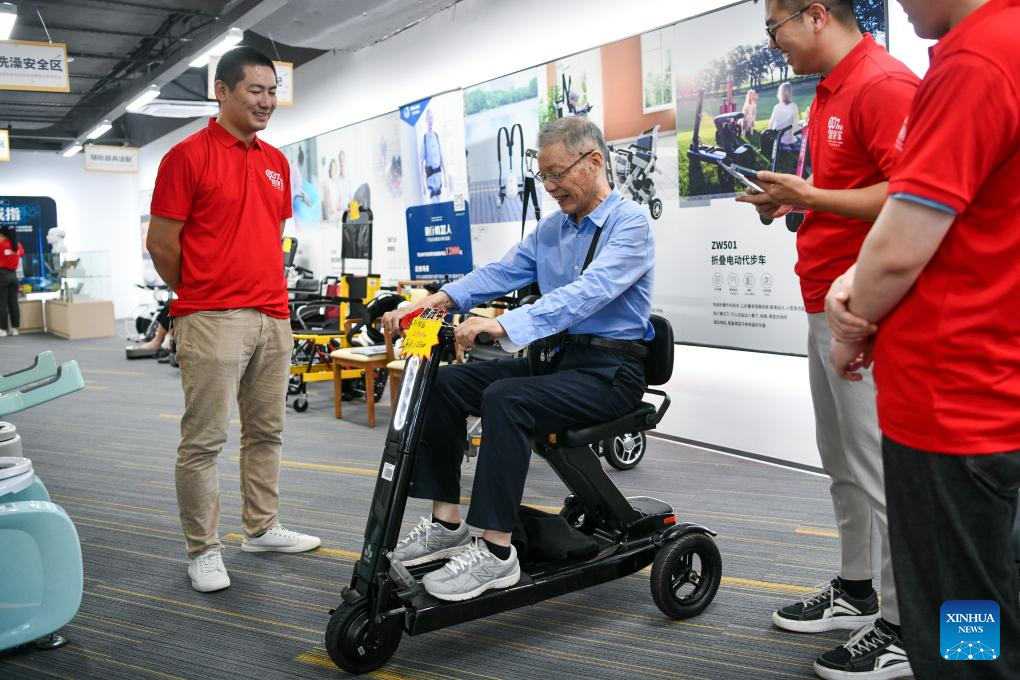 Customers visit elderly product mall in Shenzhen